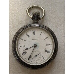 Rare Antique American Waltham Watch Co Warranted Sterling Silver Pocket Watch